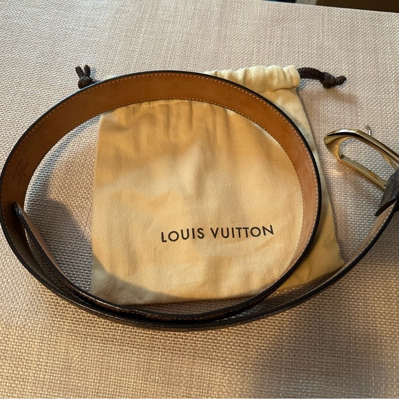 Authentic Louis Vuitton Belt in Damien Ebene Pattern, gold hardware size 90, XXL - Picture 7 of 10